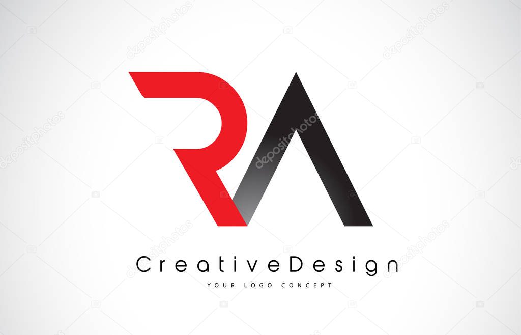 Red and Black RA R A Letter Logo Design in Black Colors. Creative Modern Letters Vector Icon Logo Illustration.