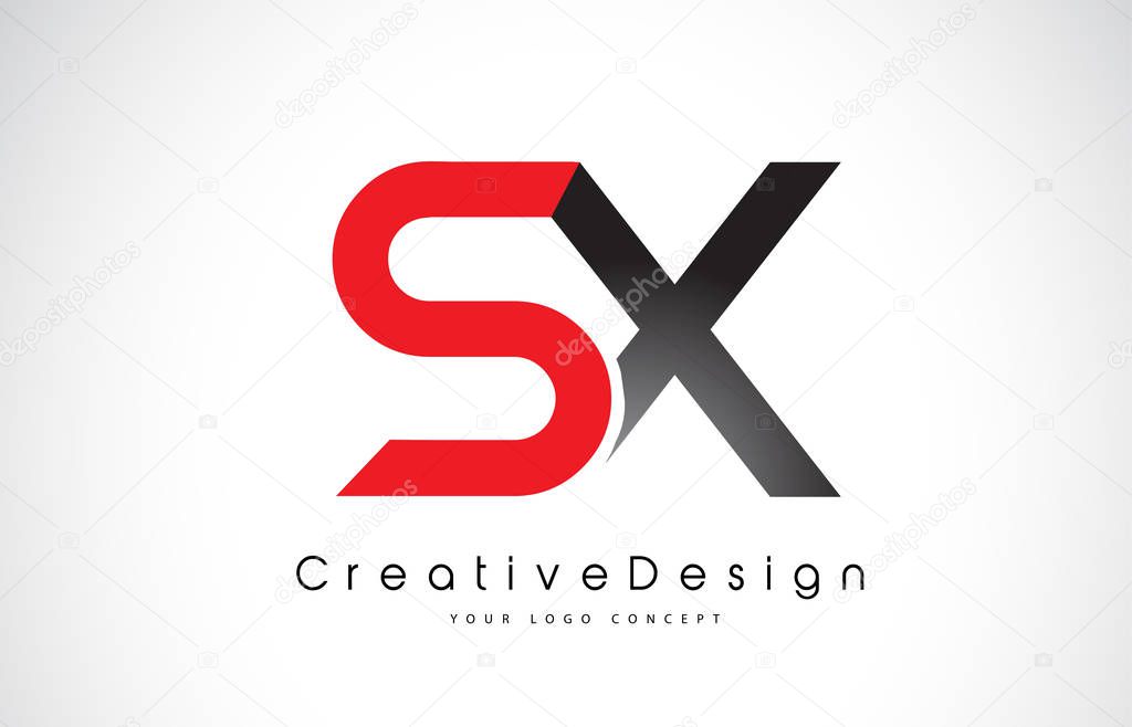 Red and Black SX S X Letter Logo Design in Black Colors. Creative Modern Letters Vector Icon Logo Illustration.