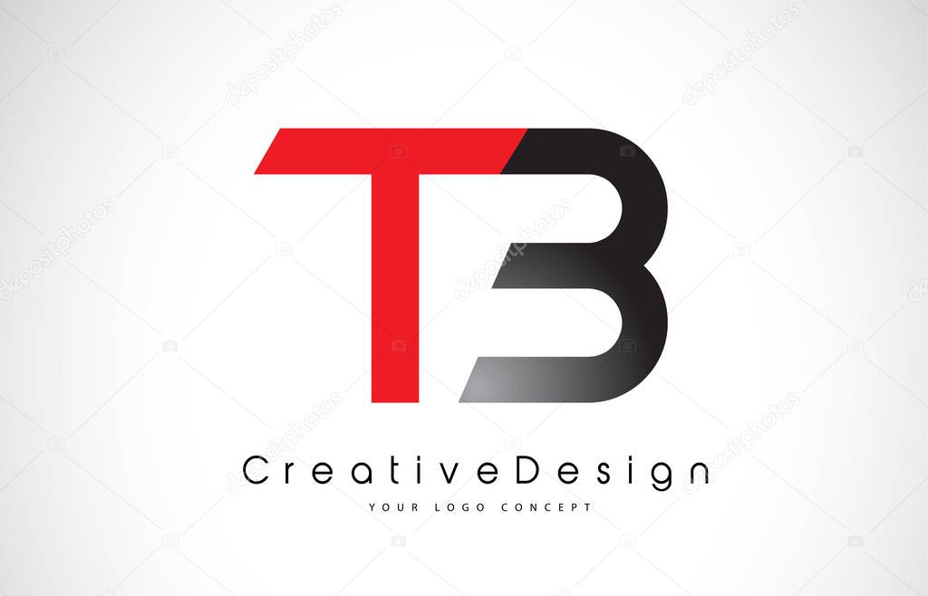 Red and Black TB T B Letter Logo Design in Black Colors. Creative Modern Letters Vector Icon Logo Illustration.
