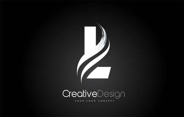 L Lettre Design pinceau coup de peinture. Lettre Logo sur Black Backgro — Image vectorielle