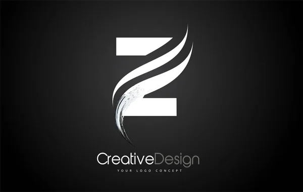 Z Lettre Logo Design Pinceau Peinture Course Artistique Noir Backgroun — Image vectorielle