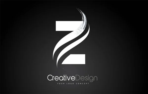Z litery logo Design Brush Paint Stroke na czarnym tle — Wektor stockowy