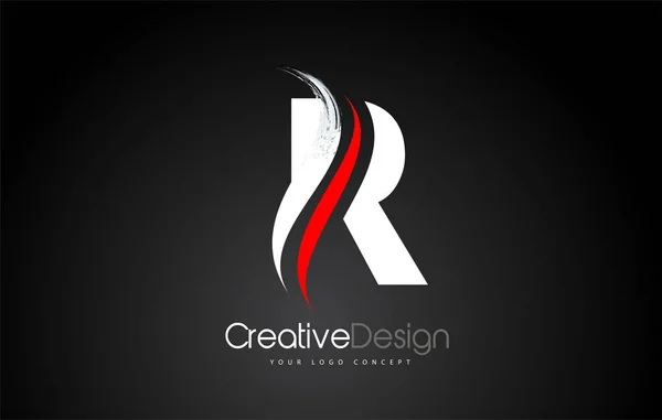 Blanco y rojo R diseño de la letra pincelada pincelada pincelada en Negro Backgr — Vector de stock