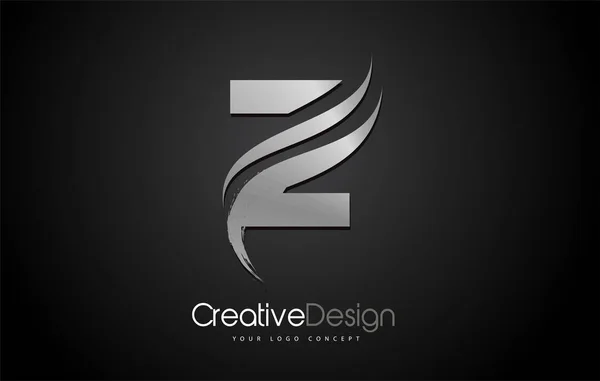 Silver Metal Z Lettre Logo Design Pinceau Peinture AVC artistique Bl — Image vectorielle