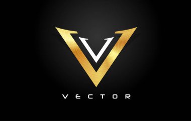 Altın Mektup V Logosu. V Harfi Tasarım Vektörü
