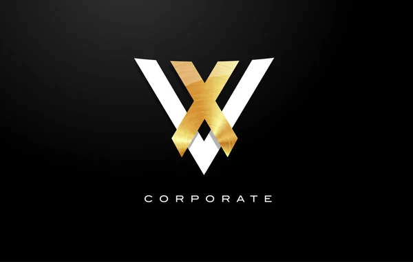 Letra dourada V Logo. V Carta Design Vector —  Vetores de Stock