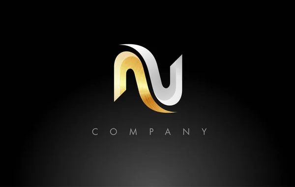 Złoto N logo. N litera ikona projekt wektor — Wektor stockowy