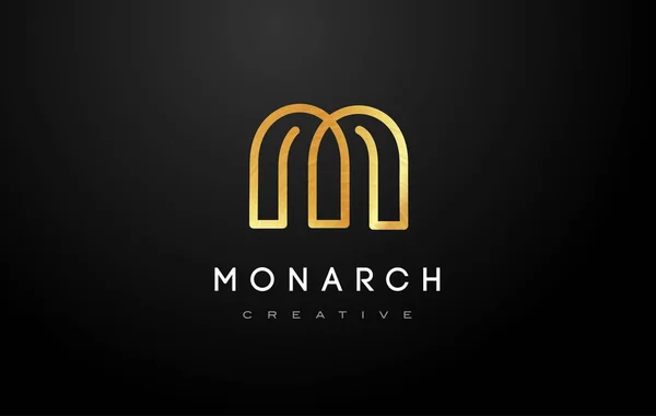Gouden M logo. M letter pictogram ontwerp vector — Stockvector