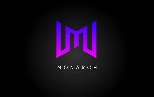 Purpurowe purpurowe logo M. M litera ikona projektu Vector — Wektor stockowy