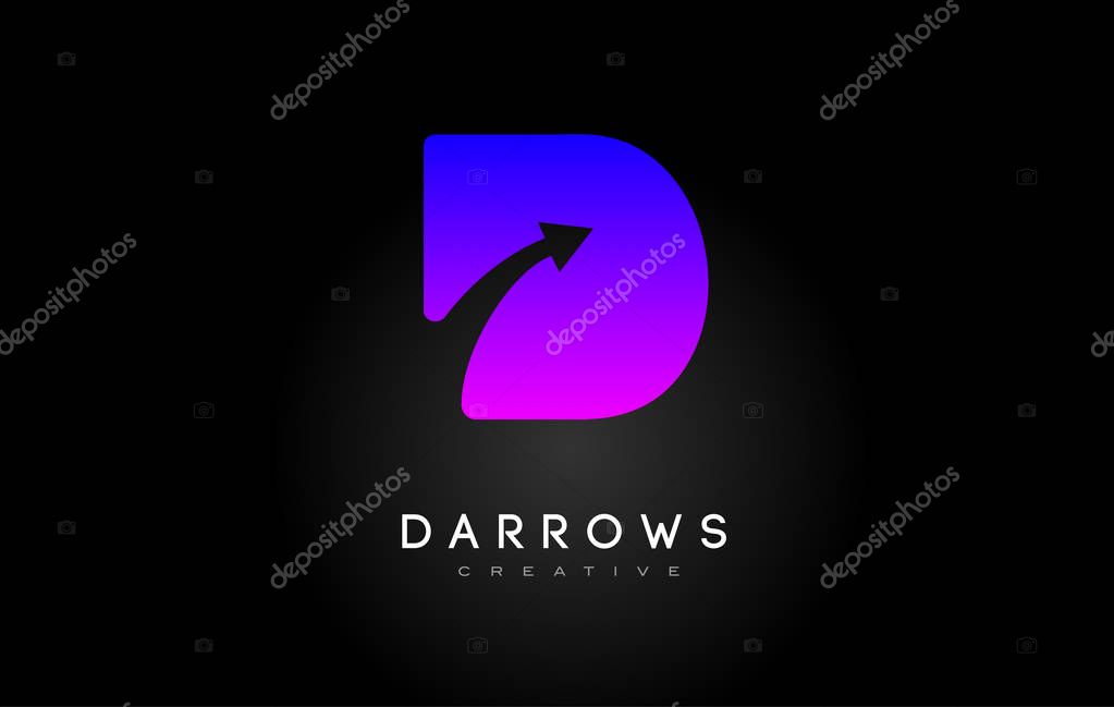 Magenta Purple D Logo.D Letter Design Vector Illustration Modern Monogram Icon.