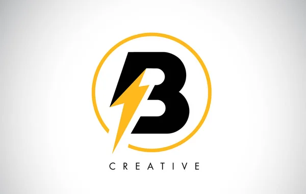 B Letter Logo Design With Lighting Thunder Bolt. Electric Bolt L — Stock Vector