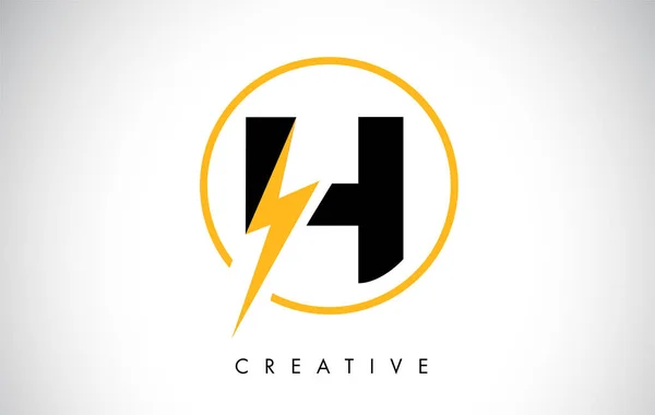 H Buchstabe Logo-Design mit Beleuchtung Donnerkeil. elektrischer Bolzen l — Stockvektor