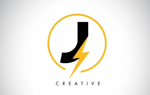 J Letter Logo Design With Lighting Thunder Bolt. Electric Bolt L