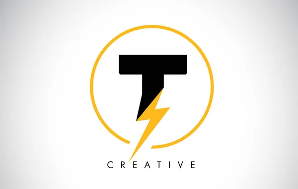 Aydınlatma Yıldırım ile T Harfi Logo Tasarımı. Elektrikli Cıvata L — Stok Vektör