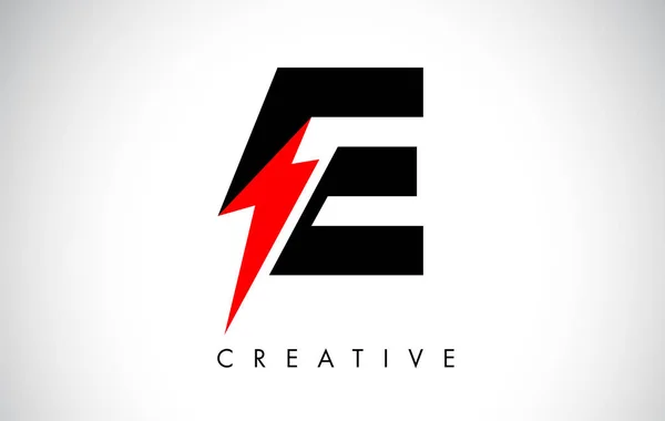 E Дизайн логотипа буквы с молнией зажигания грома. Электрический Болт L — стоковый вектор