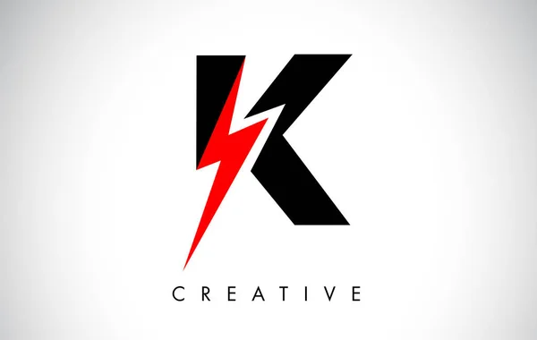 K brev logo design med belysning Thunder Bolt. Elektrisk bult L — Stock vektor