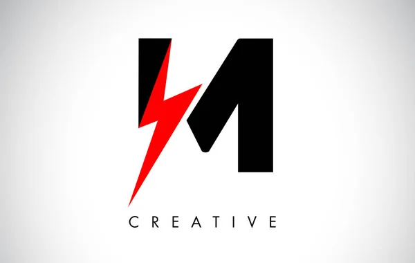M Letter Logo Design With Lighting Thunder Bolt. Electric Bolt L — Stock Vector
