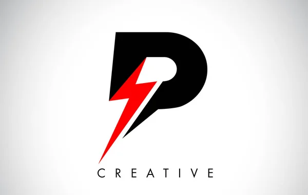 P Letter Logo Design With Lighting Thunder Bolt. Electric Bolt L — Stock Vector