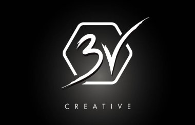 Yaratıcı Fırça Yazı ile Bv B V Fırçalı Harf Logo Tasarımı 
