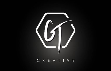 GT G T Brushed Letter Logo Design with Creative Brush Lettering 