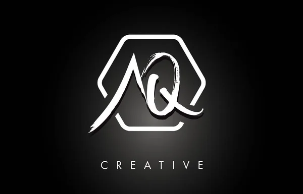 AQ A Q Brushed Letter Logo Design with Creative Brush Lettering — Stock Vector