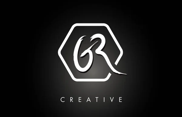 GR G R Brushed Letter Logo Design with Creative Brush Lettering — Stock Vector