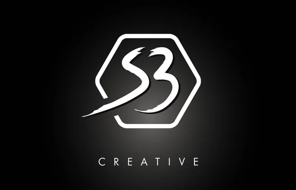 SB S B escovado carta logotipo design com letras pincel criativo —  Vetores de Stock