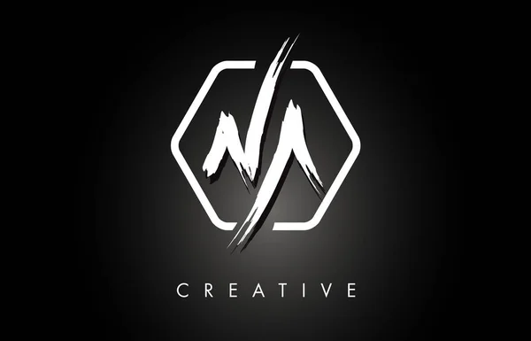 NA N Un diseño de logotipo de letra cepillada con letras de pincel creativo — Vector de stock