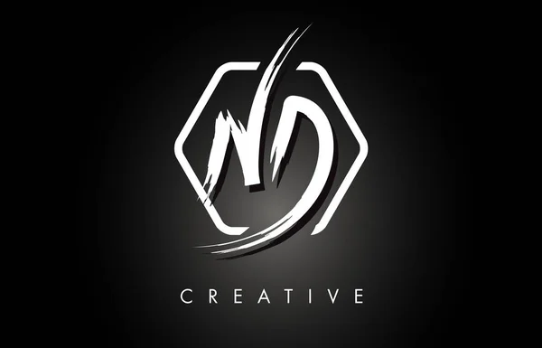 ND N D szczotkowane pismo logo Design z Creative Brush napis — Wektor stockowy