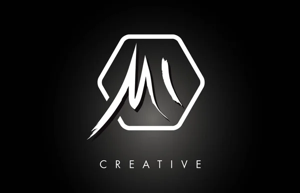 Mi M I βουρτσισμένο γράμμα λογότυπο σχεδίαση με δημιουργικό πινέλο γραφή — Διανυσματικό Αρχείο