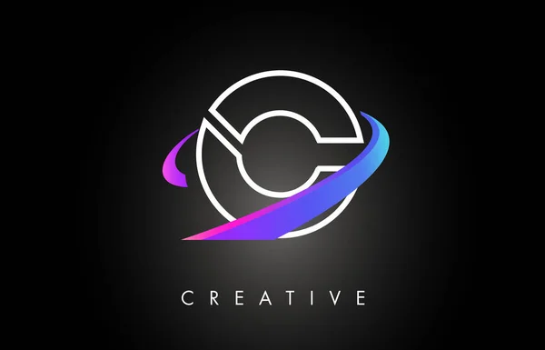 C Tendance moderne Lettre Logo Design Monogramme et créatif Swoosh — Image vectorielle