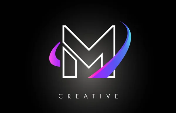 M Trendy Lettera Moderna Logo Design Monogramma e Swoosh creativo — Vettoriale Stock