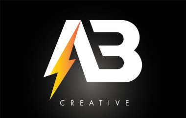 AB Letter logo tasarım Lighting Thunder Bolt Ile. Elektrikli cıvata 