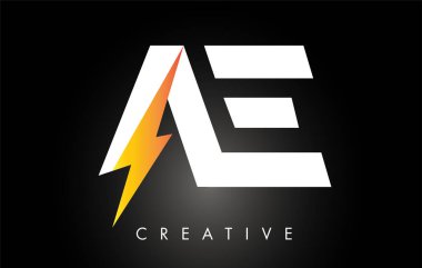 AE Letter logo tasarım Lighting Thunder Bolt Ile. Elektrikli cıvata 