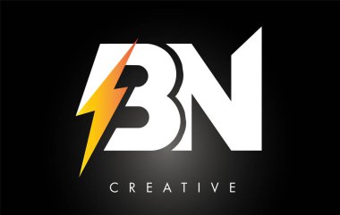 Bn mektup logo tasarım Lighting Thunder Bolt Ile. Elektrikli cıvata 