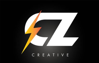 CZ mektup logo tasarım Lighting Thunder Bolt Ile. Elektrikli cıvata 