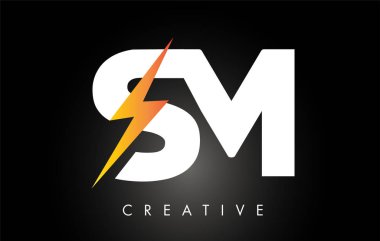 SM mektup logo tasarım Lighting Thunder Bolt Ile. Elektrikli cıvata 