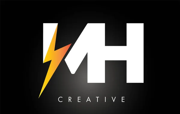 Логотип MH Letter Logo с молнией зажигания. Электрический Болт — стоковый вектор