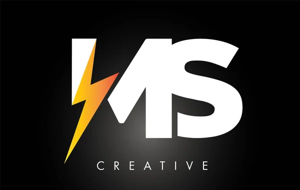 MS Letter Logo Design With Lighting Thunder Bolt. Electric Bolt