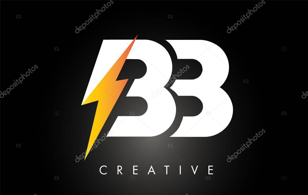 BB Letter Logo Design With Lighting Thunder Bolt. Electric Bolt 