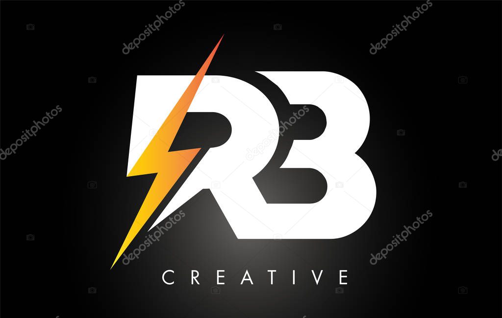 RB Letter Logo Design With Lighting Thunder Bolt. Electric Bolt Letter Logo Vector Illustration.