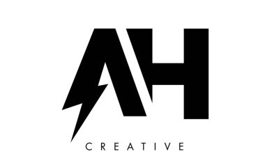 Ah mektup logo tasarım Lighting Thunder Bolt Ile. Elektrikli cıvata 