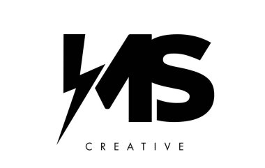 Işık Thunder Bolt Ile MS Letter logo tasarım. Elektrikli cıvata 