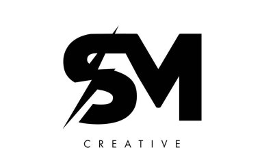 SM mektup logo tasarım Lighting Thunder Bolt Ile. Elektrikli cıvata 