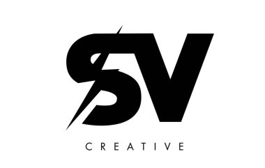 SV mektup logo tasarım Lighting Thunder Bolt Ile. Elektrikli cıvata 