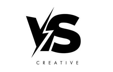 Vs mektup logo tasarım aydınlatma Thunder Bolt Ile. Elektrikli cıvata 