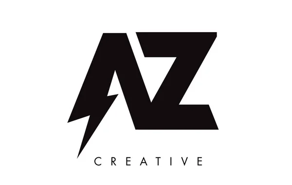 AZ Letter Logo Design With Lighting Thunder Bolt. Electric Bolt