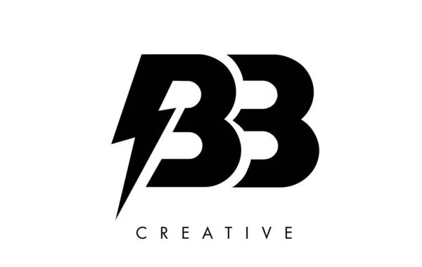 BB γράμμα σχέδιο λογότυπου με φωτισμό κεραυνό κεραυνού. Ηλεκτρικός μπουλόνι — Διανυσματικό Αρχείο