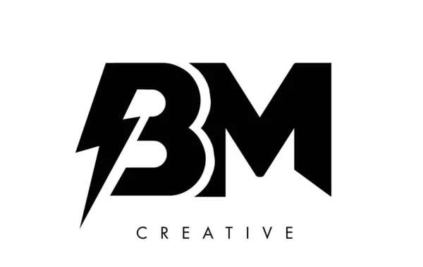 BM Letter logo design med belysning Thunder Bolt. Elektrisk bult — Stock vektor