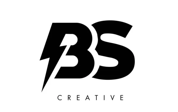 Bs Brief Logo-Design mit Blitzlichtgewitter. elektrischer Bolzen — Stockvektor